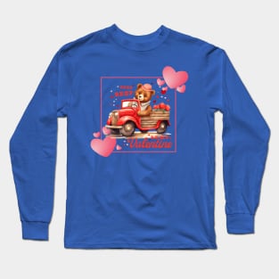 Valentine's Day - bear in truck with roses vintage style Long Sleeve T-Shirt